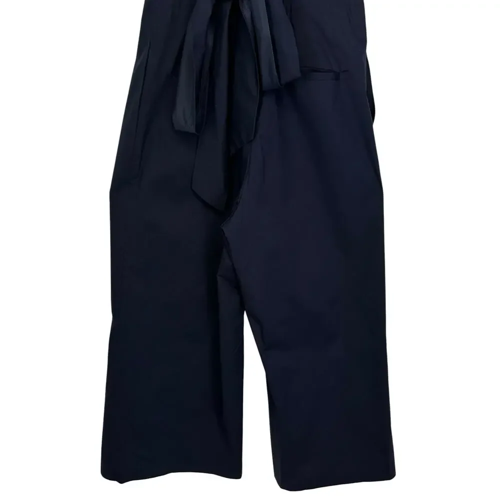 J. Crew Wrap-Tie Jumpsuit in Stretch Poplin Navy Blue H7683 Size 2